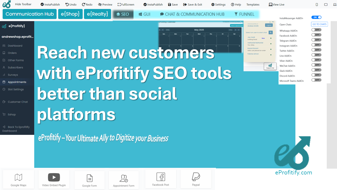 Reach new customers with eProfitify SEO tools better than social platforms